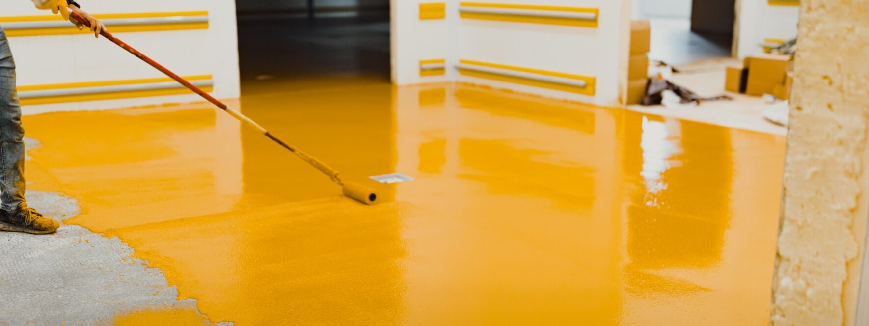 long-paint-roller-flooring-yellow